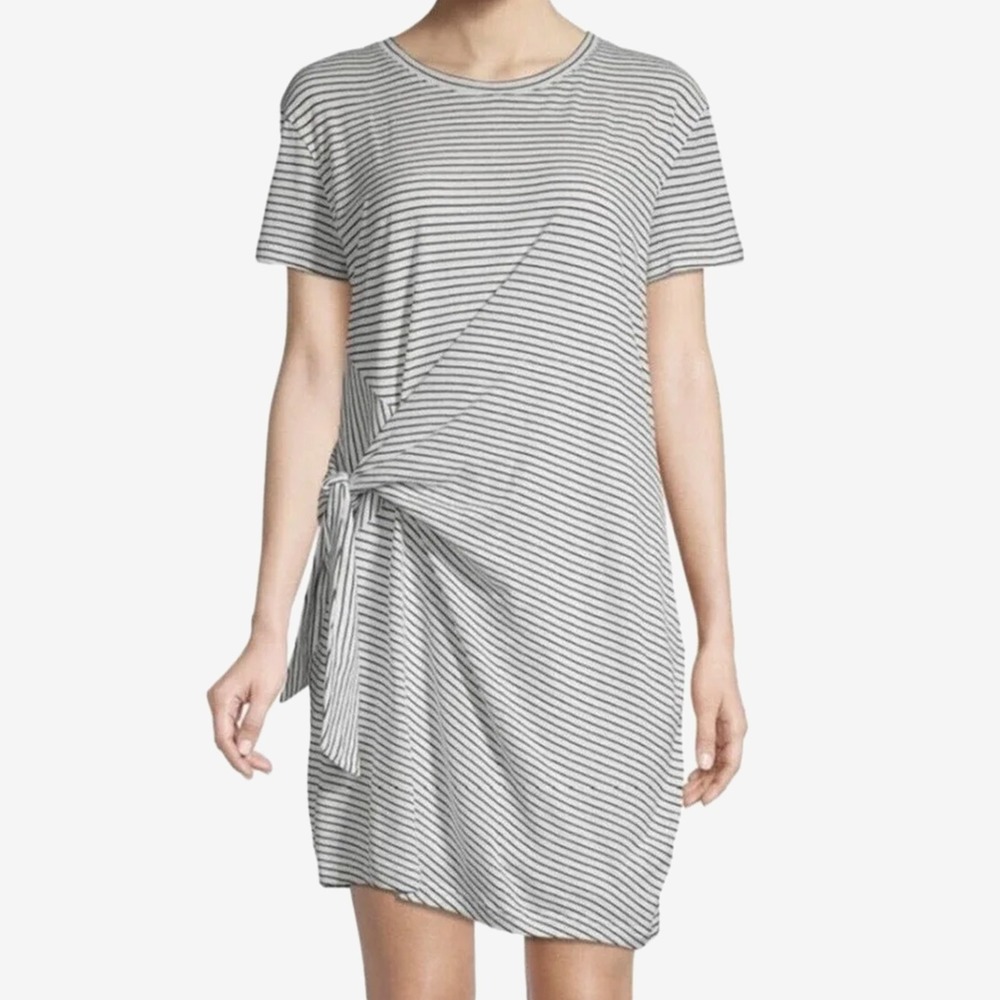 Vince Side Tie Mini Dress Size XS Striped Cotton Casual